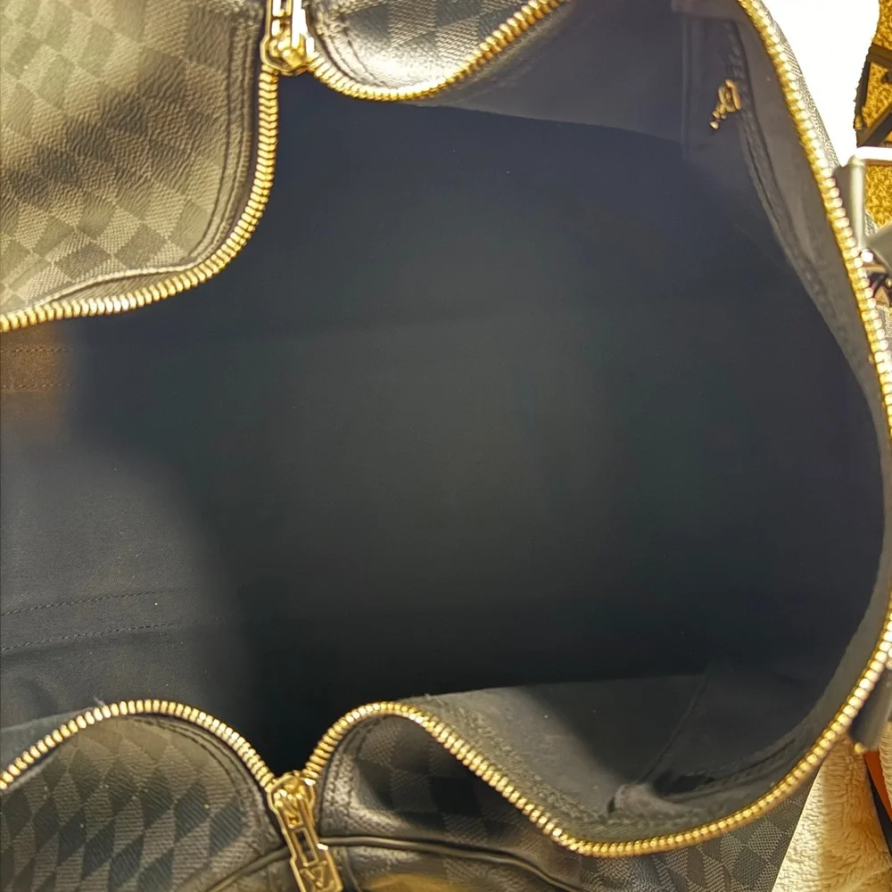 Louis Vuitton Black Damier Graphite Keepall 55  Leather Travel Bag